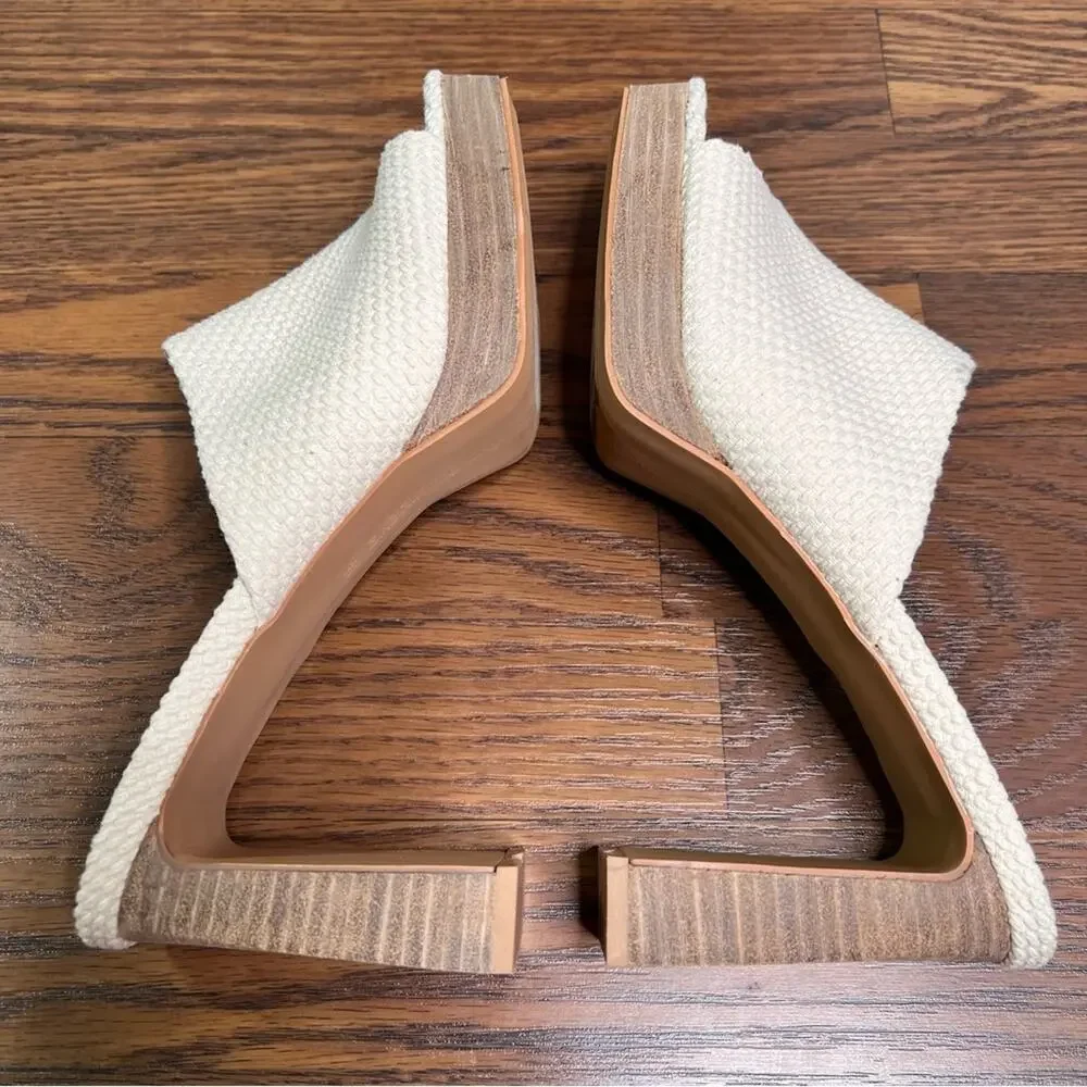Gabrielle Union Imana 2 platform sandals in beige woven upper, open-toe size 11